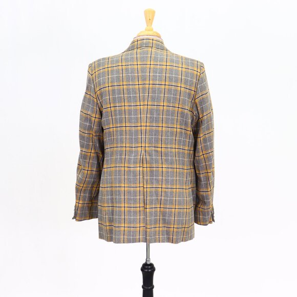 Vintage 1970s 44R Gray Check 2-Button Sport Coat Blazer Jacket T029 - Picture 7 of 11